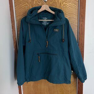 LL Bean Women’s Teal Hooded Windbreaker Anorak - Small